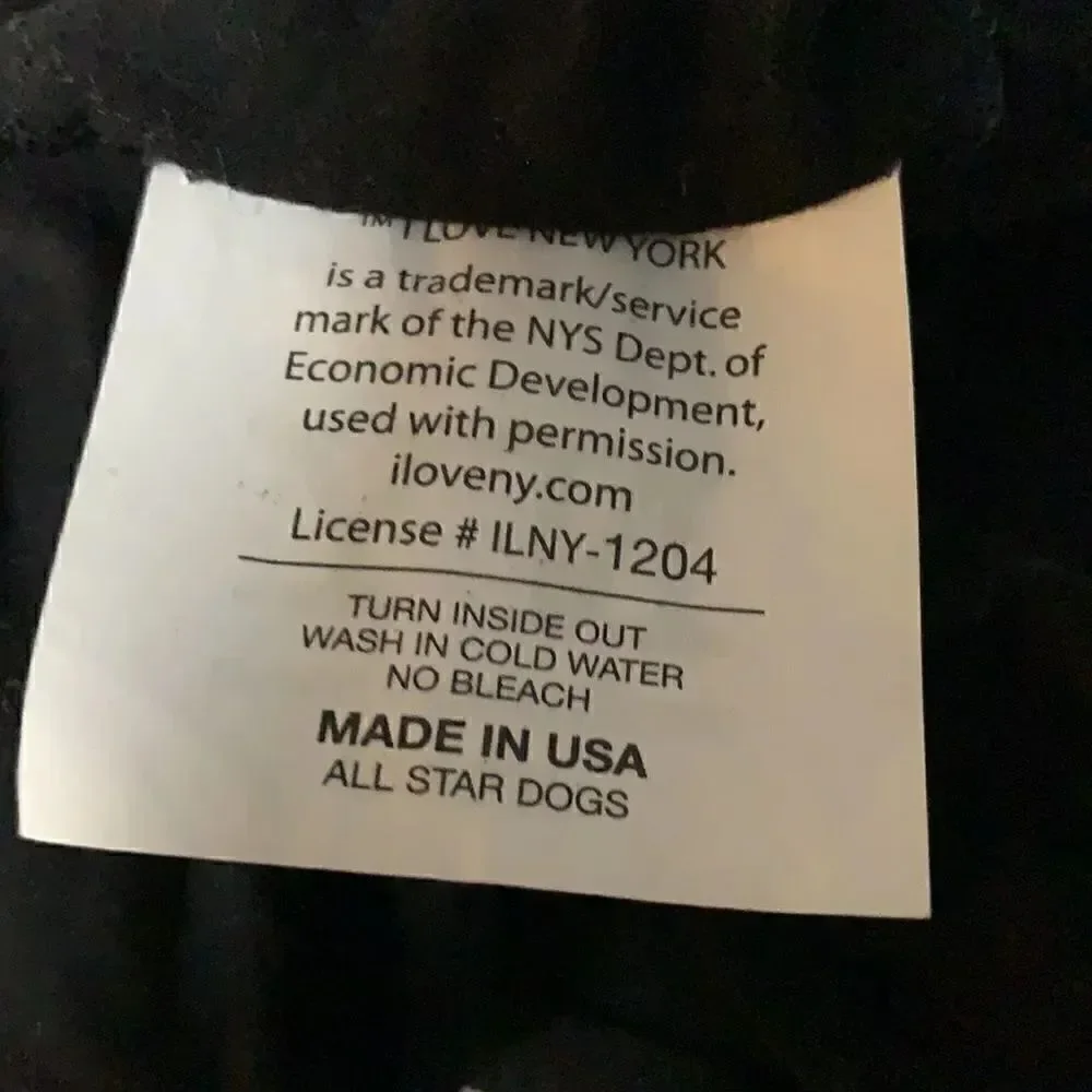 I ❤️ NY Black Doggie Hoodie Sz M